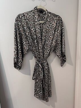 Victoria's Secret Leopard Print Satin Robe - Black & Brown